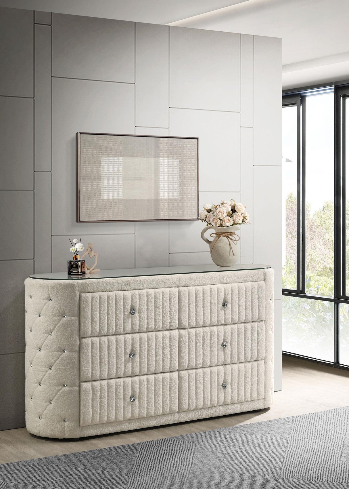 Sonya Ivory 6-Drawer Upholstered Bedroom Dresser by Coaster at Eve Furniture