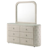 Sonya Ivory 6-Drawer Upholstered Bedroom Dresser with Mirror by Coaster at Eve Furniture