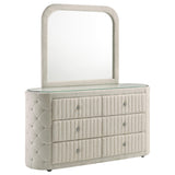 Sonya Ivory 6-Drawer Upholstered Bedroom Dresser with Mirror by Coaster at Eve Furniture