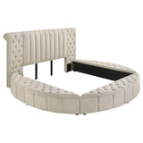Sonya Ivory Upholstered Eastern King Round Storage Bed by Coaster at Eve Furniture