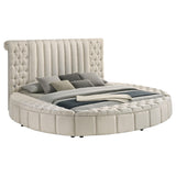 Sonya Ivory Upholstered Eastern King Round Storage Bed by Coaster at Eve Furniture