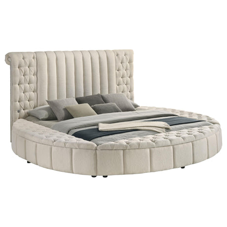 Sonya Ivory Upholstered Eastern King Round Storage Bed by Coaster at Eve Furniture