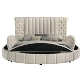 Sonya Ivory Upholstered Eastern King Round Storage Bed by Coaster at Eve Furniture