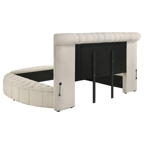 Sonya Ivory Upholstered Eastern King Round Storage Bed by Coaster at Eve Furniture