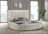 Sonya Ivory Upholstered Eastern King Round Storage Bed by Coaster at Eve Furniture