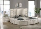 Sonya Ivory Upholstered Queen Round Storage Bed by Coaster at Eve Furniture