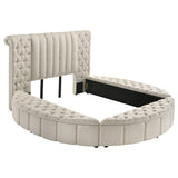Sonya Ivory Upholstered Queen Round Storage Bed by Coaster at Eve Furniture