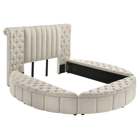 Sonya Ivory Upholstered Queen Round Storage Bed by Coaster at Eve Furniture