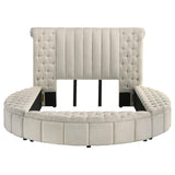 Sonya Ivory Upholstered Queen Round Storage Bed by Coaster at Eve Furniture