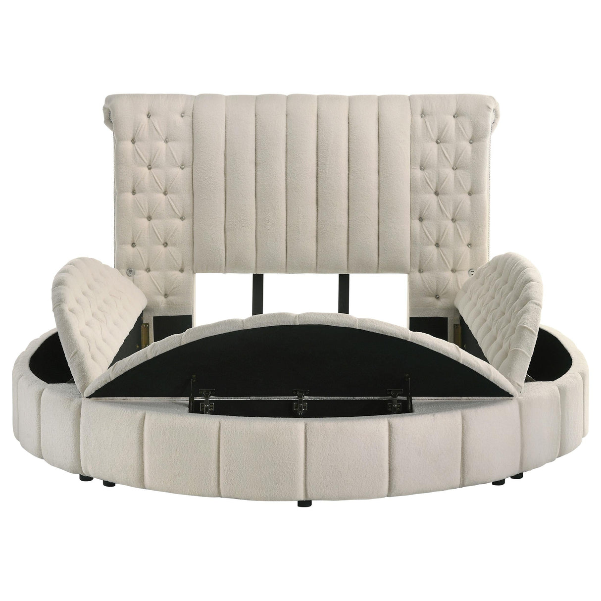 Sonya Ivory Upholstered Queen Round Storage Bed by Coaster at Eve Furniture