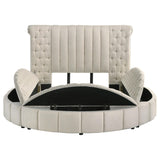 Sonya Ivory Upholstered Queen Round Storage Bed by Coaster at Eve Furniture