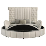 Sonya Ivory Upholstered Queen Round Storage Bed by Coaster at Eve Furniture
