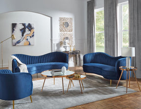 Sophia 2-piece Upholstered Channel Tufted Sofa Set Blue by Coaster at Eve Furniture