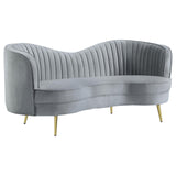 Sophia 2-Piece Upholstered Living Room Set with Camel Back Gray/Gold