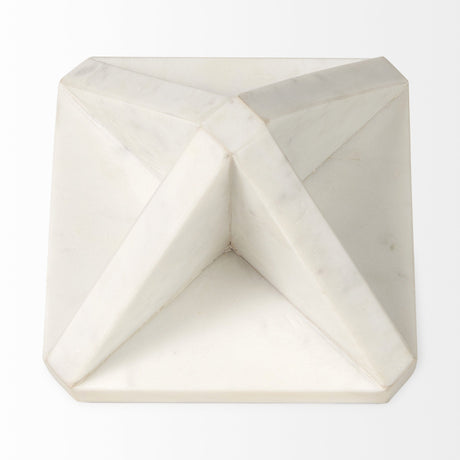 Sophia 5.5 L x 5.5 W x 8.5 H White Marble Decor Stand by Mercana at Eve Furniture