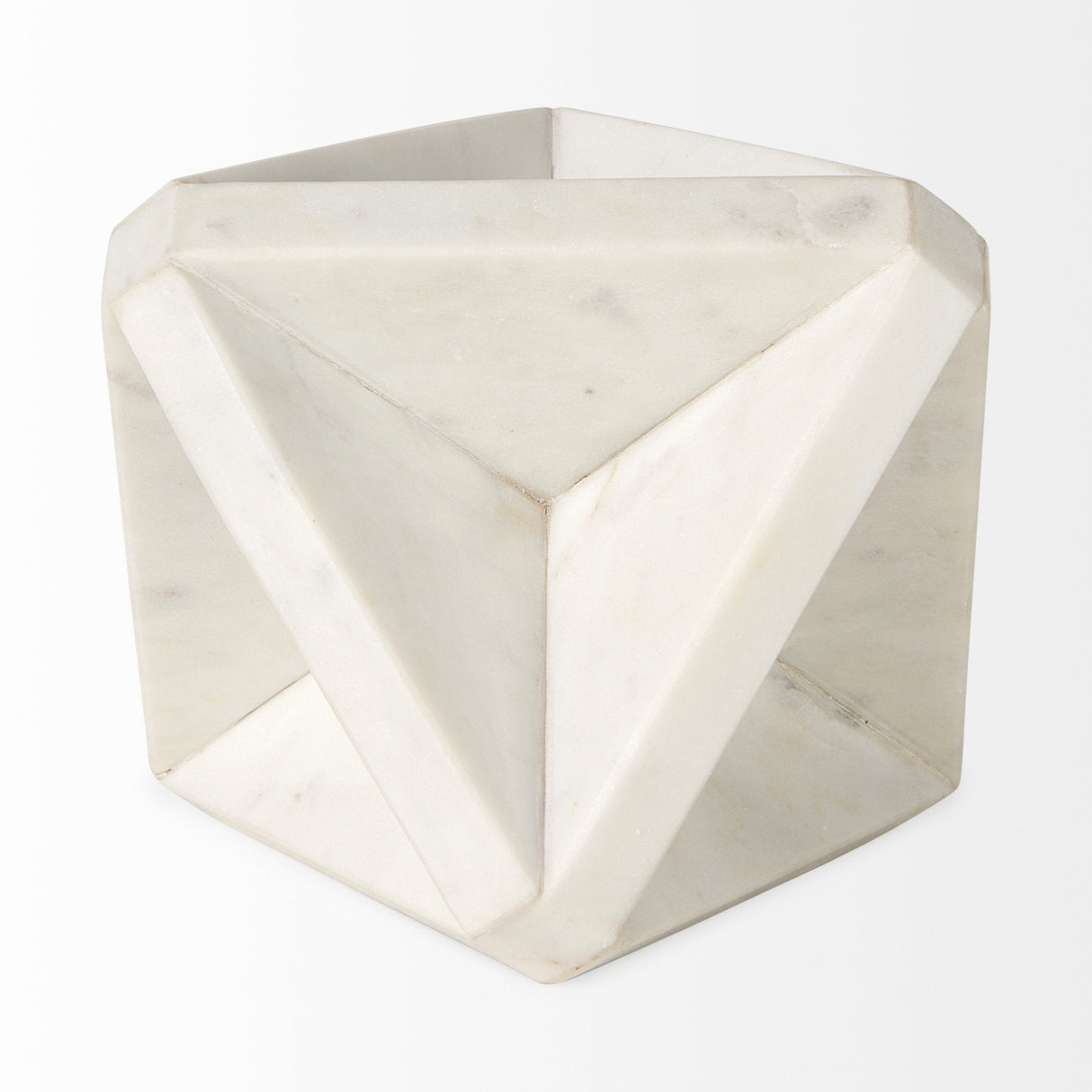 Sophia 5.5 L x 5.5 W x 8.5 H White Marble Decor Stand by Mercana at Eve Furniture