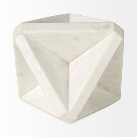 Sophia 5.5 L x 5.5 W x 8.5 H White Marble Decor Stand by Mercana at Eve Furniture