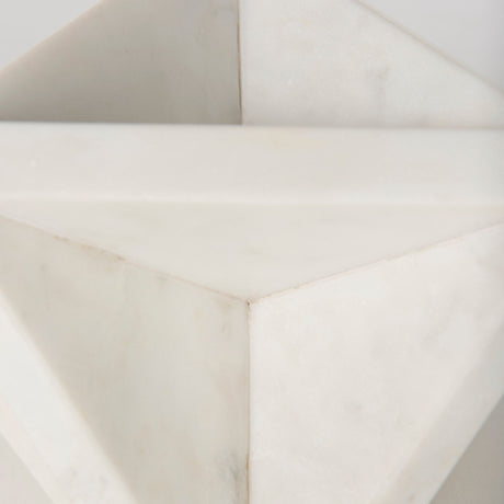 Sophia 5.5 L x 5.5 W x 8.5 H White Marble Decor Stand by Mercana at Eve Furniture
