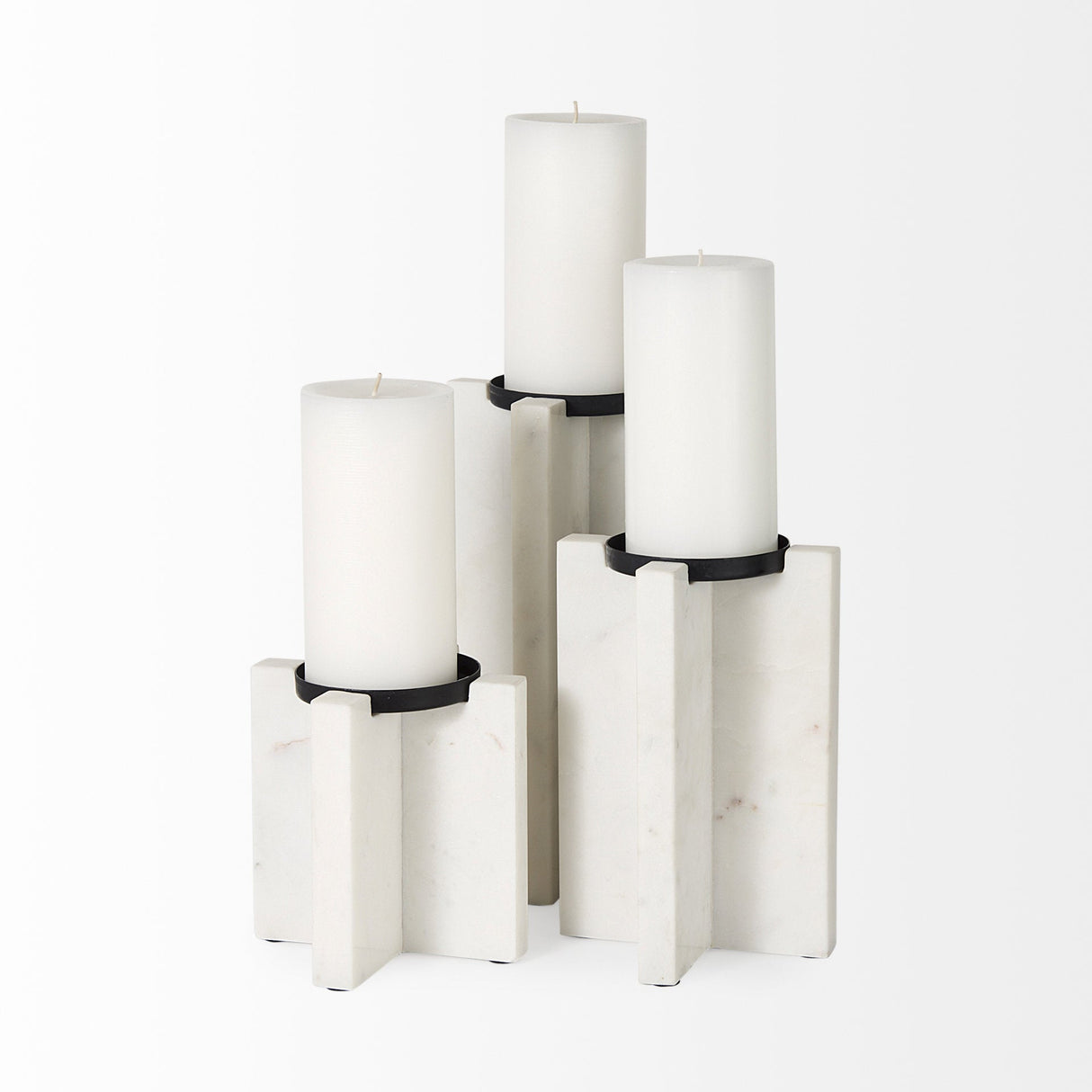 Sophia 5.5"L x 3.5"W x 10.5"H Marble Candle Holder Large by Mercana at Eve Furniture