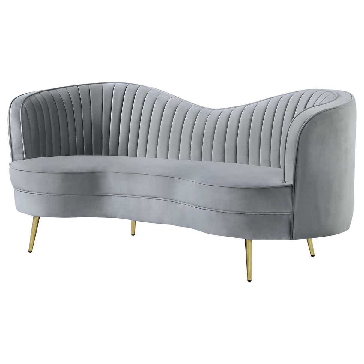 Sophia Gray/Gold Upholstered Loveseat with Camel Back by Coaster at Eve Furniture