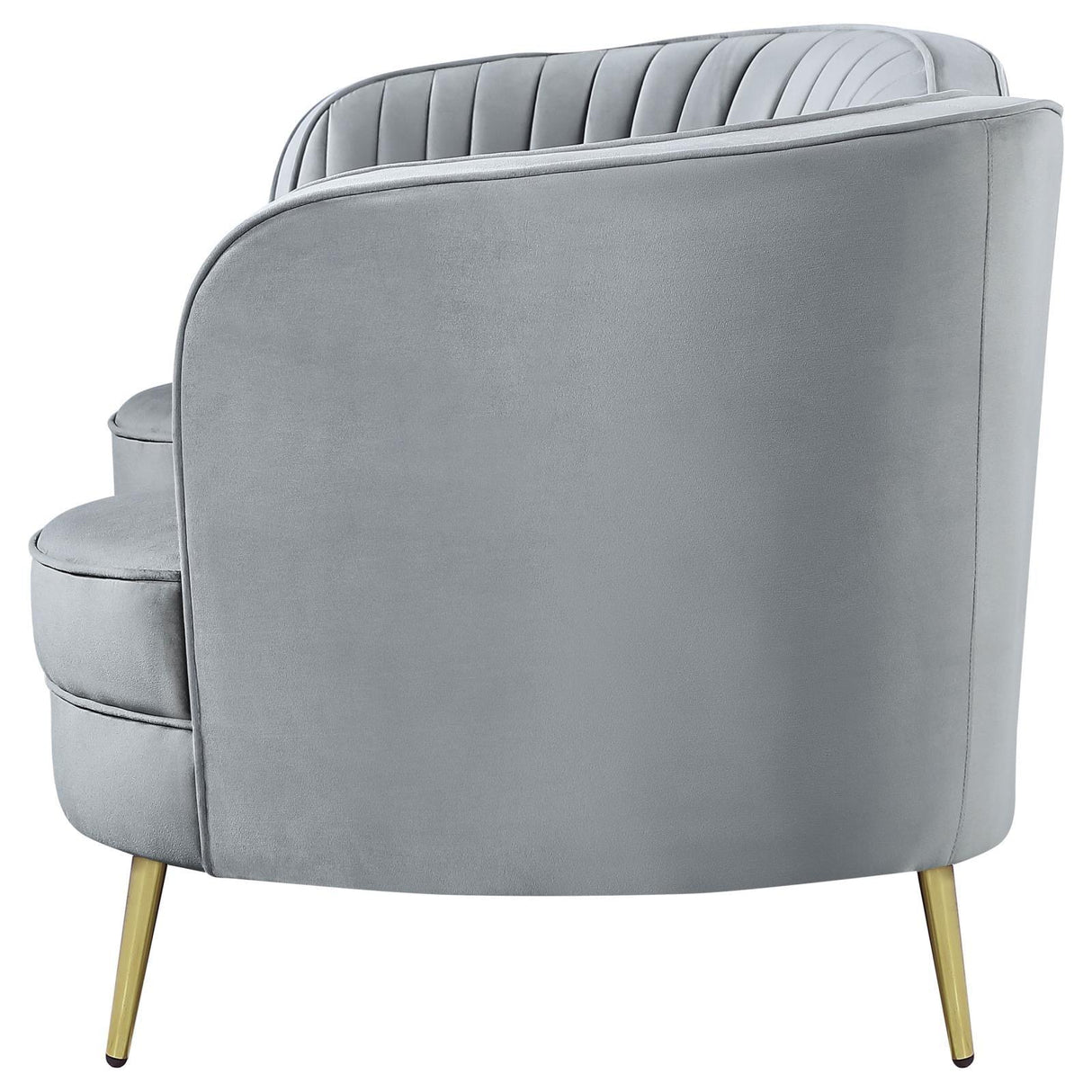 Sophia Gray/Gold Upholstered Loveseat with Camel Back by Coaster at Eve Furniture