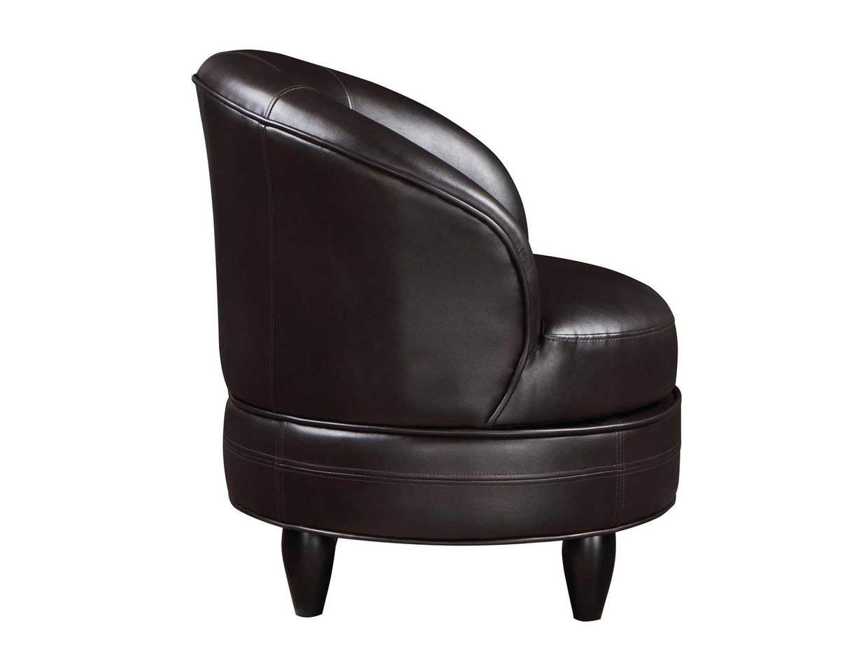 Sophia Swivel Accent Chair, Brown Leatherette