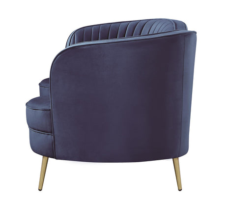 Sophia Upholstered Camel Back Loveseat Blue