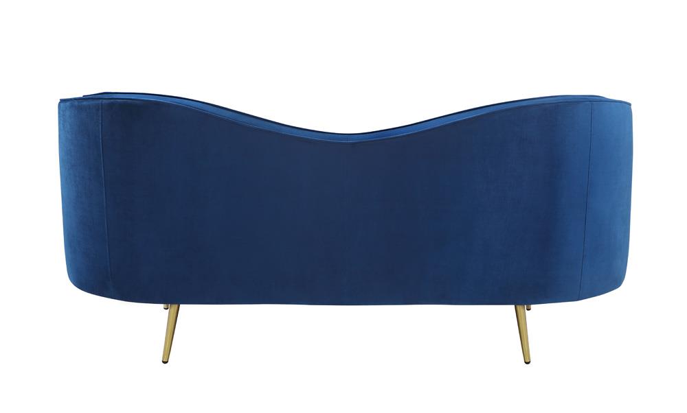 Sophia Upholstered Camel Back Loveseat Blue