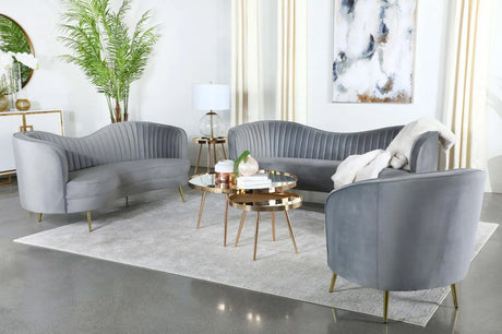 Sophia Upholstered Channel Tufted Sofa Grey by Coaster at Eve Furniture