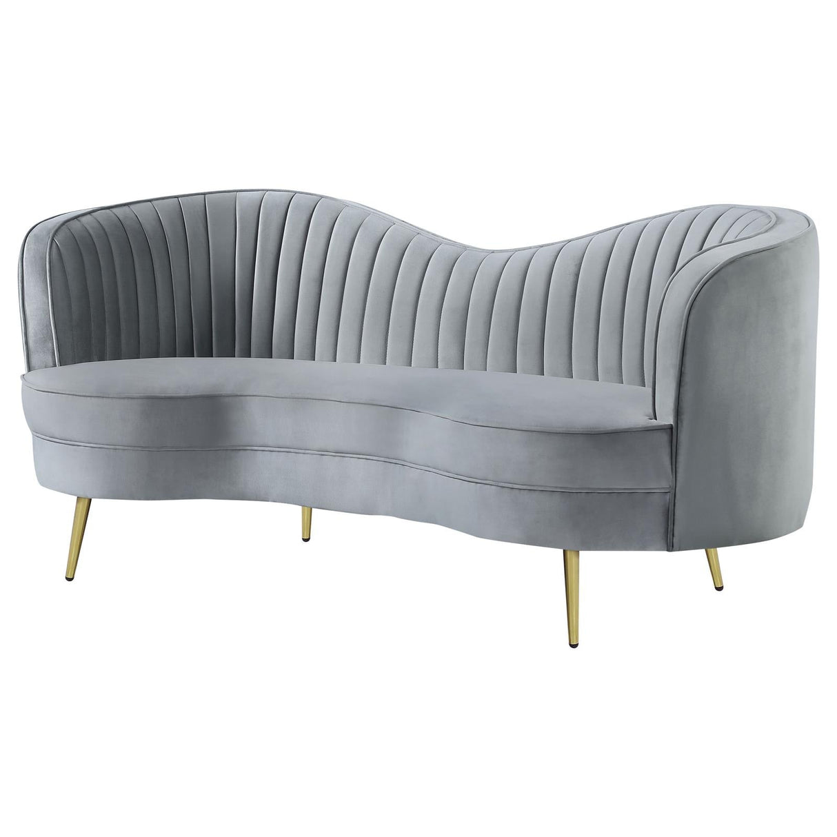 Sophia Upholstered Loveseat with Camel Back Gray/Gold