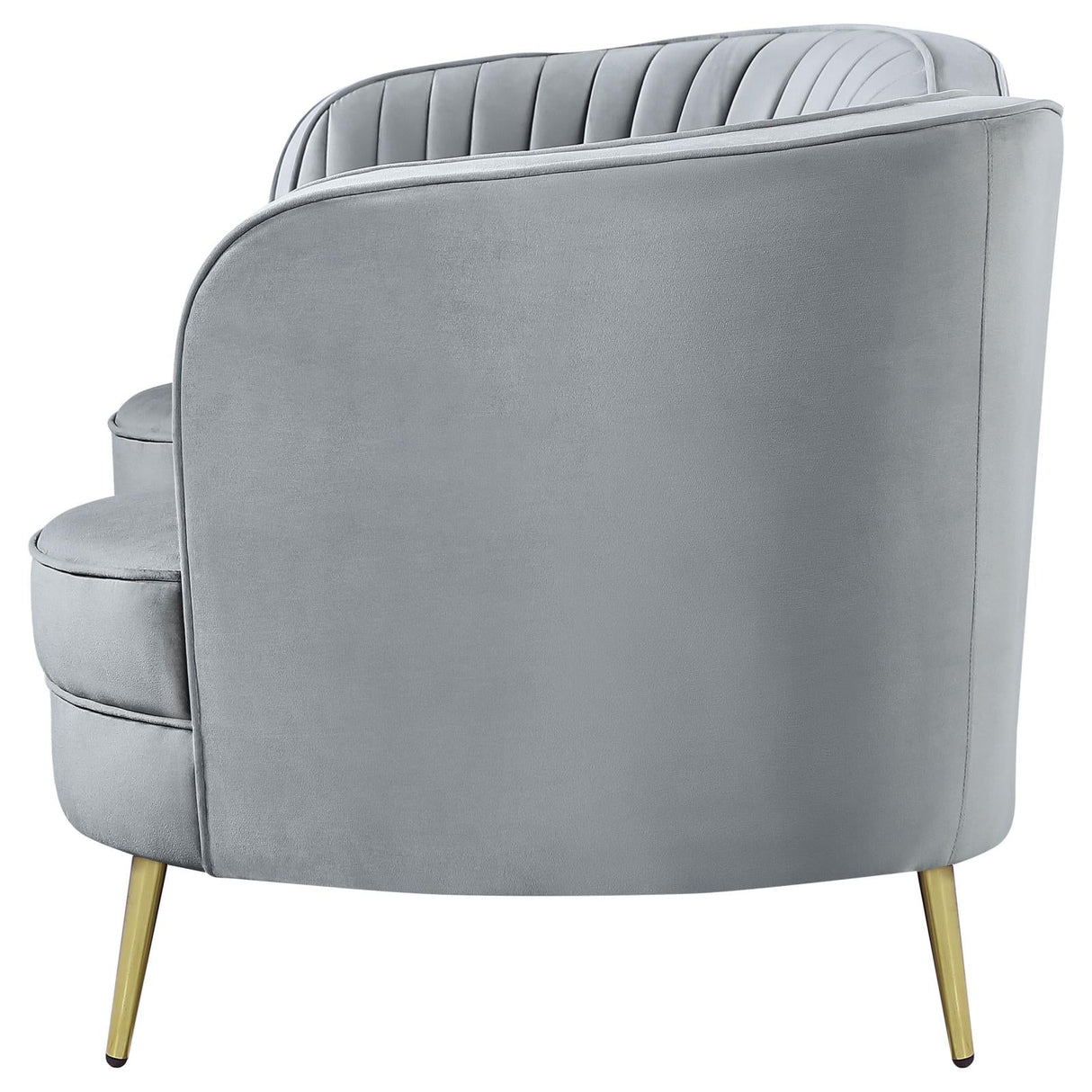 Sophia Upholstered Loveseat with Camel Back Gray/Gold