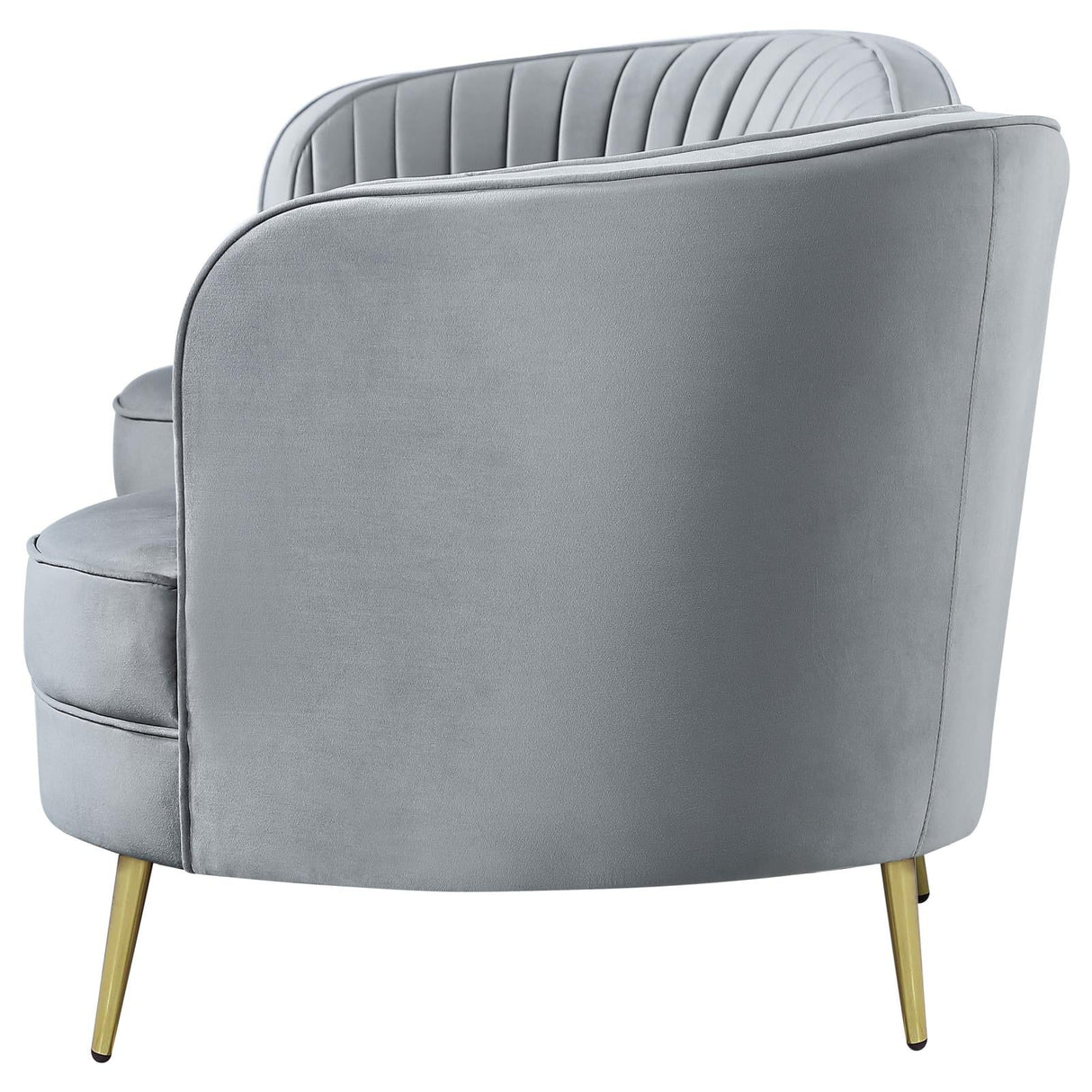 Sophia Upholstered Sofa with Camel Back Gray/Gold