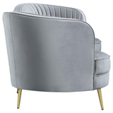 Sophia Upholstered Sofa with Camel Back Gray/Gold