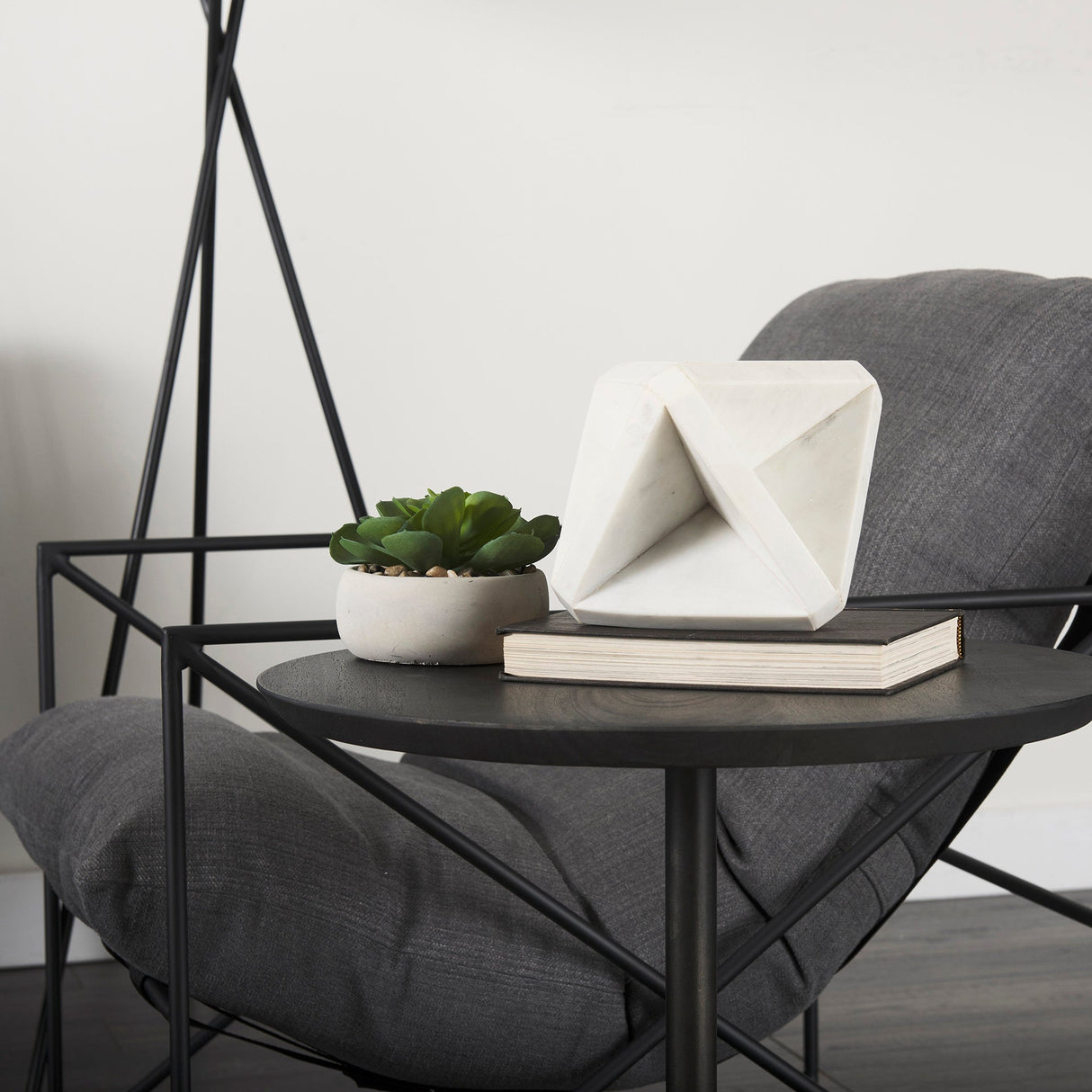 Sophia White Marble Decor Stand by Mercana at Eve Furniture