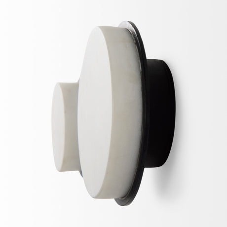 Sophia White Marble Set of 2 Wall Hooks by Mercana at Eve Furniture