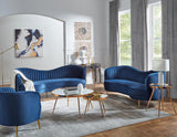 Sophia Blue Upholstered Camel Back Loveseat by Coaster at Eve Furniture