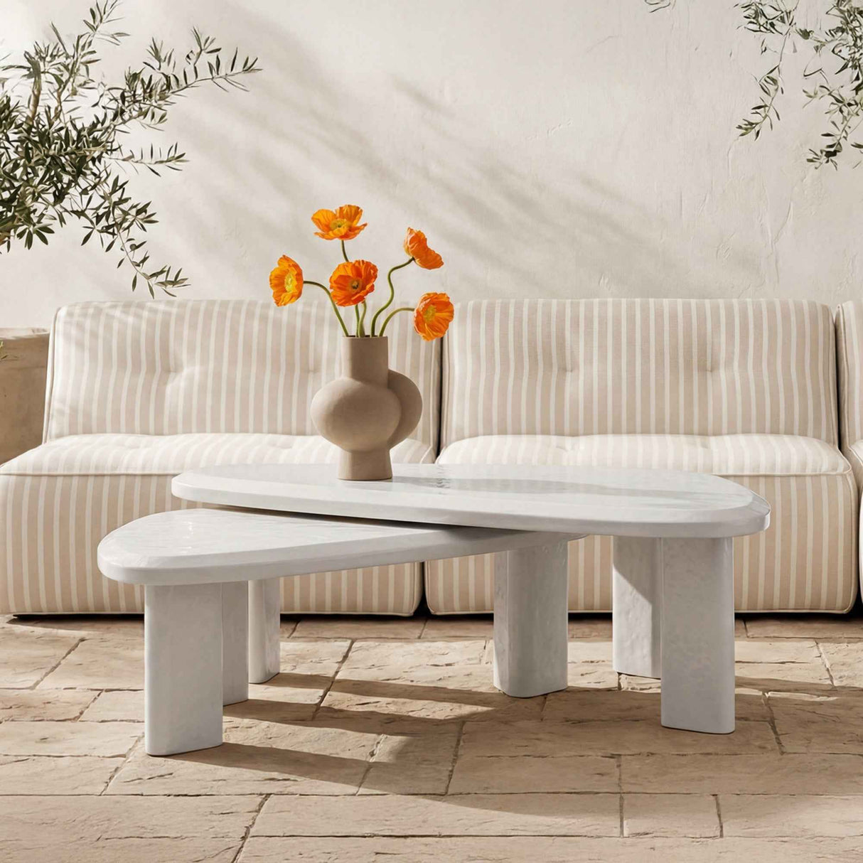 Sophie Cream Lacquer Outdoor Nesting Table Set by Moe's Home at Eve Furniture
