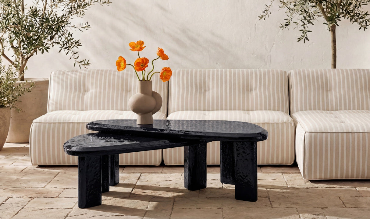 Sophie Outdoor Nesting Table Set Charcoal Lacquer by Moe's Home at Eve Furniture