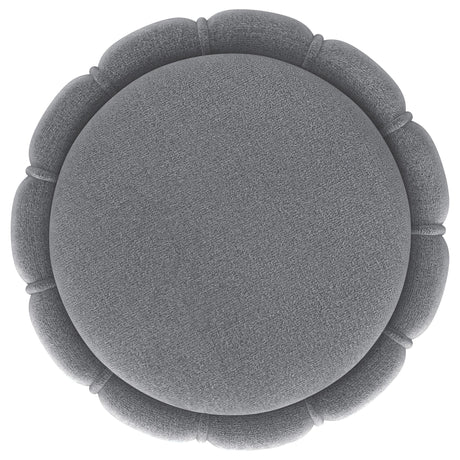 Sora Grey Upholstered Round Ottoman by Coaster at Eve Furniture