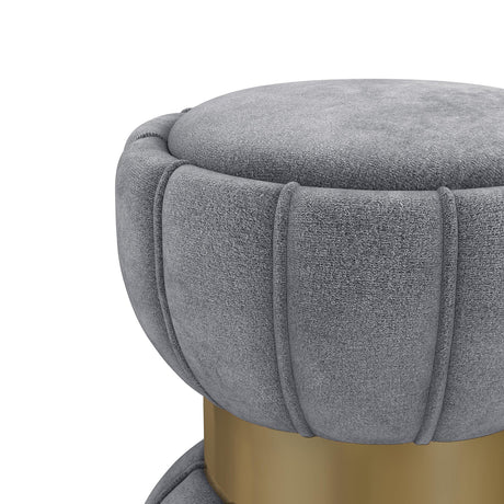 Sora Grey Upholstered Round Ottoman by Coaster at Eve Furniture