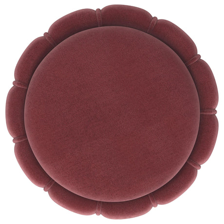 Sora Pink Upholstered Round Ottoman by Coaster at Eve Furniture