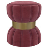 Sora Pink Upholstered Round Ottoman by Coaster at Eve Furniture