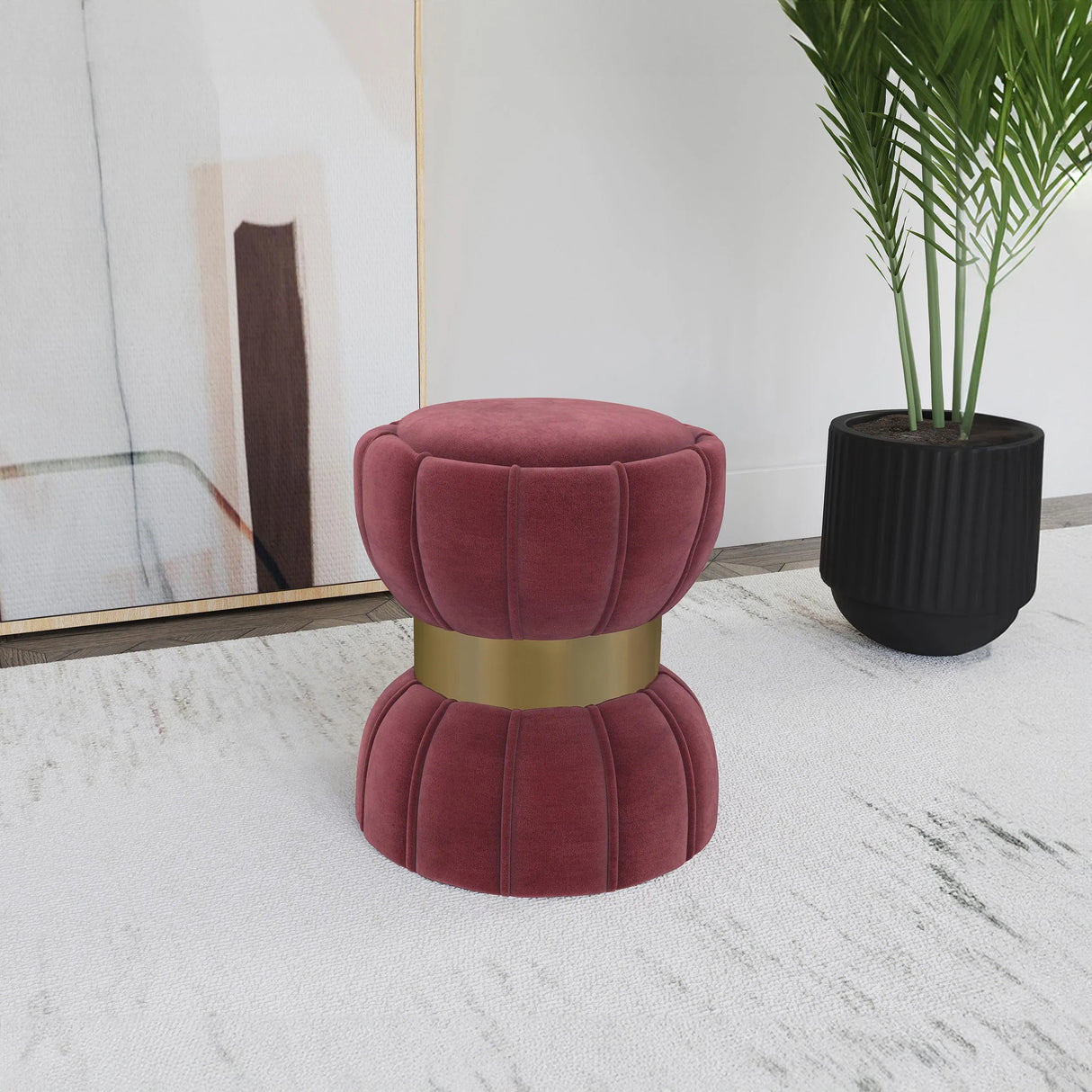 Sora Pink Upholstered Round Ottoman by Coaster at Eve Furniture