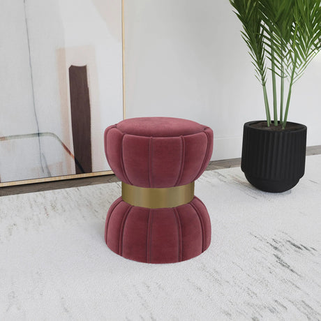 Sora Pink Upholstered Round Ottoman by Coaster at Eve Furniture