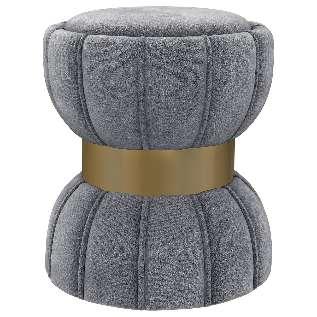 Sora Upholstered Round Ottoman Grey