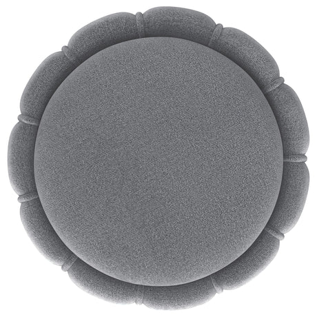 Sora Upholstered Round Ottoman Grey