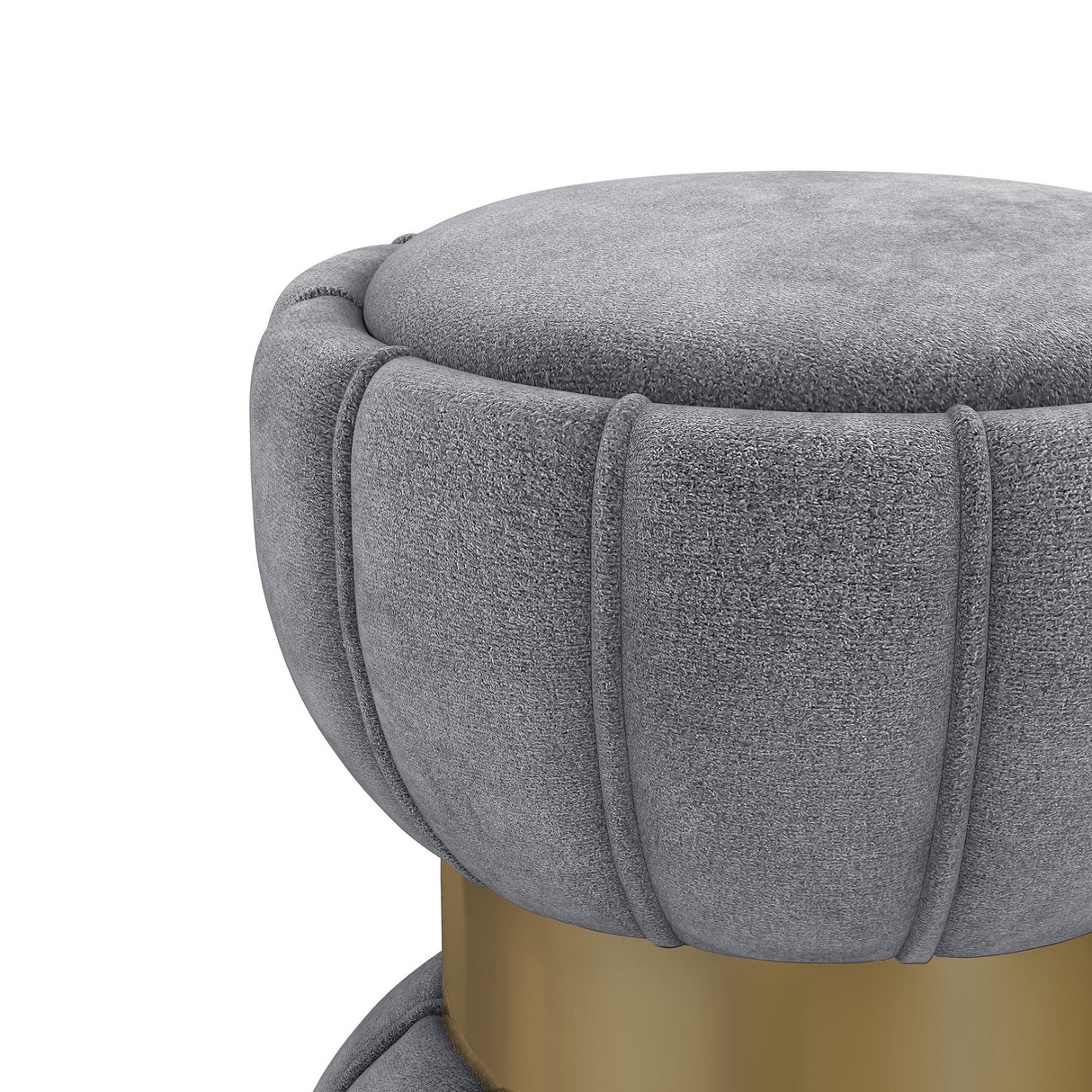 Sora Upholstered Round Ottoman Grey