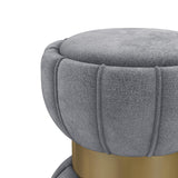Sora Grey Upholstered Round Ottoman by Coaster at Eve Furniture