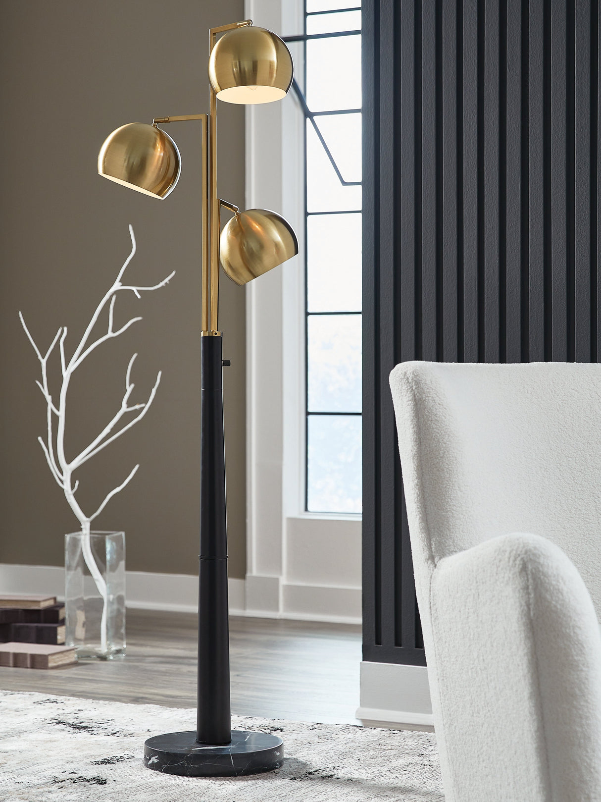Sorcha Gold Finish/Black Floor Lamp by ASHLEY FURNITURE at Eve Furniture