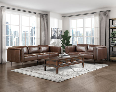 Soren Brown Loveseat by Homelegance at Eve Furniture